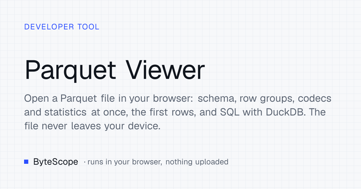 Parquet Viewer — open & query Parquet online — ByteScope