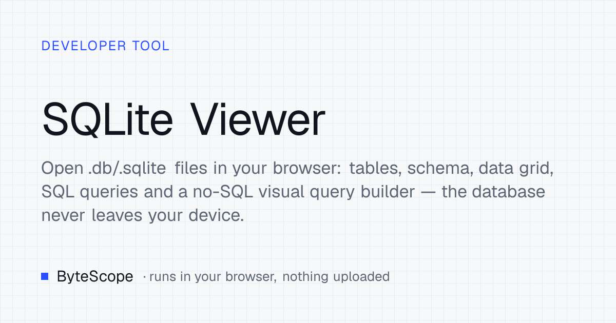 SQLite Viewer — open .db files in your browser — ByteScope